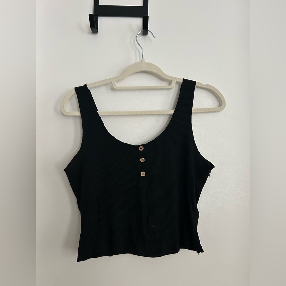 Black Buttoned Women's Tank Top - S/M